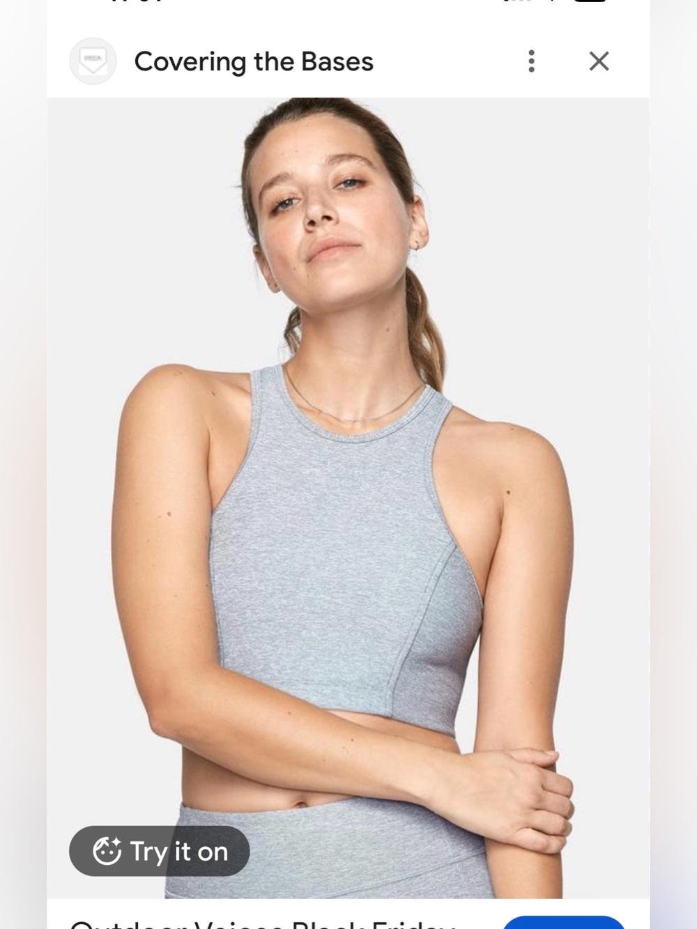 Outdoor Voice Athena Crop Top In Heather Gray size S